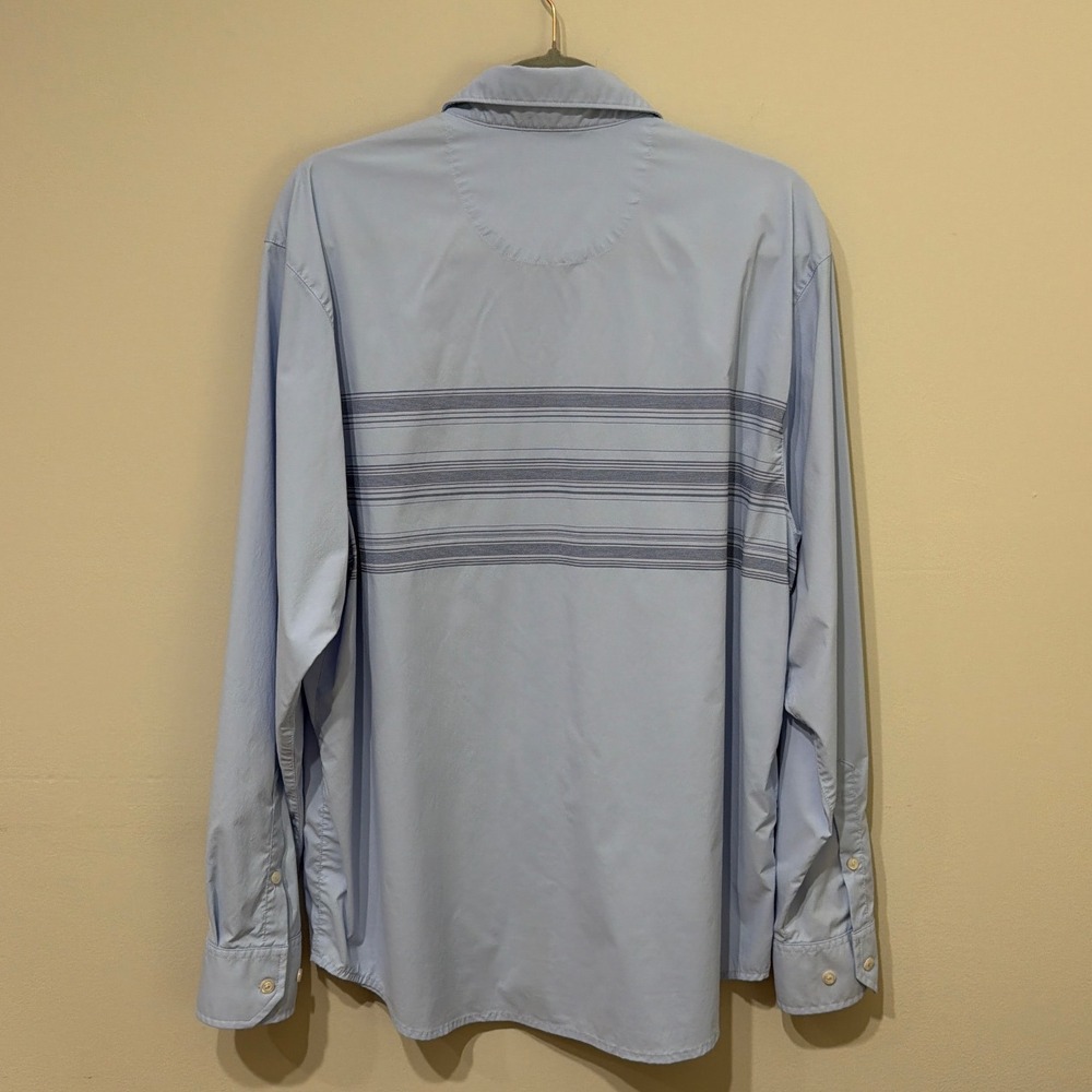 Tommy Bahama Siesta Key Mens Large Light Blue Striped Performance Shirt Large - Picture 2 of 9